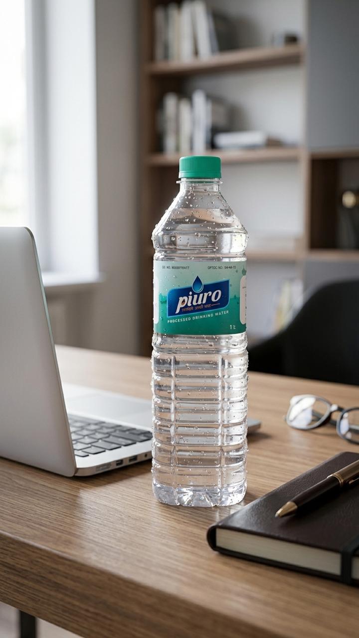 PIURO drinking water on a professional workspace