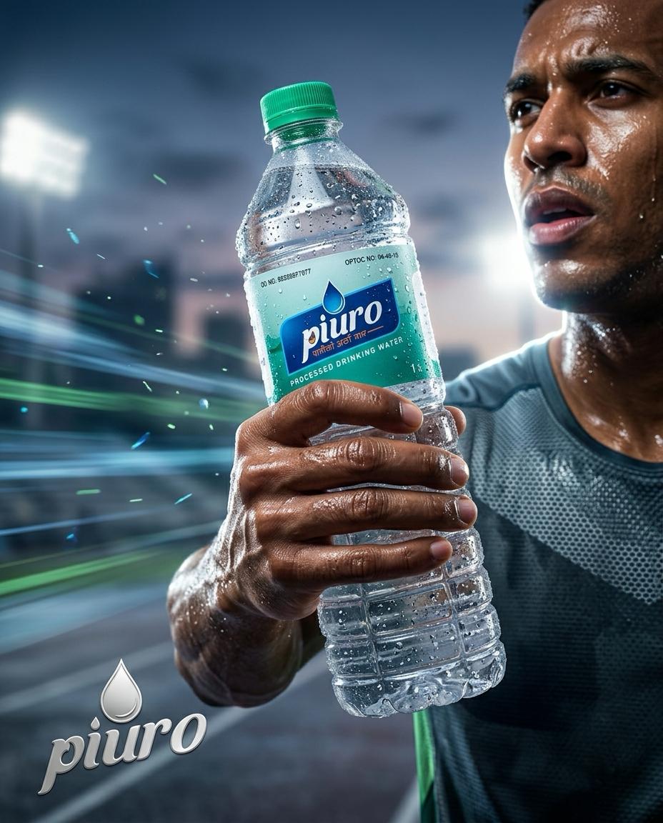 Runner holding a chilled PIURO bottle