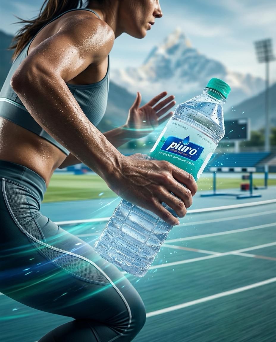 Woman running with PIURO water